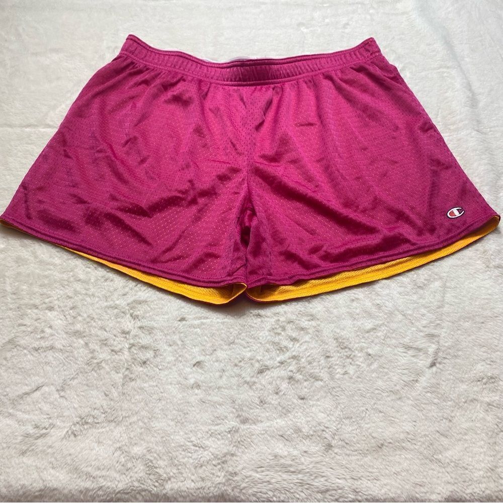 Champion Pink/Orange Mesh Pull On Athletic Shorts Size Large